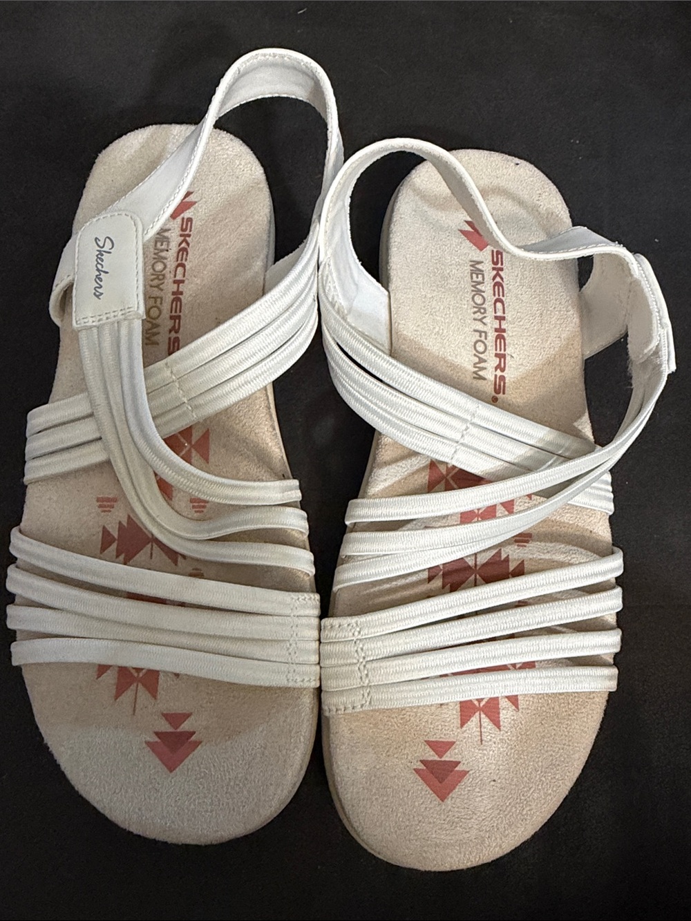 Skechers Women's White Strappy Memory Foam Slingback Sandals